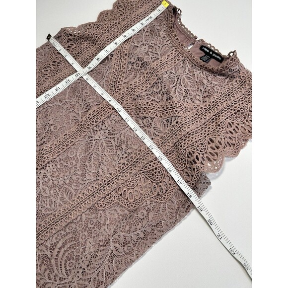 Romantic Cottagecore Mauve Lace Sleeveless Top Cable & Gauge Size L - Picture 7 of 13